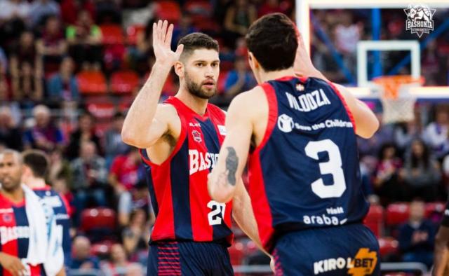 Baskonia con la guardia celeste y blanca